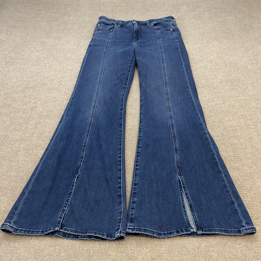 American Eagle Outfitters Dark Blue High-Rise Flare Jeans